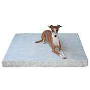 Red dog on blue grey organic cotton dog bed cover